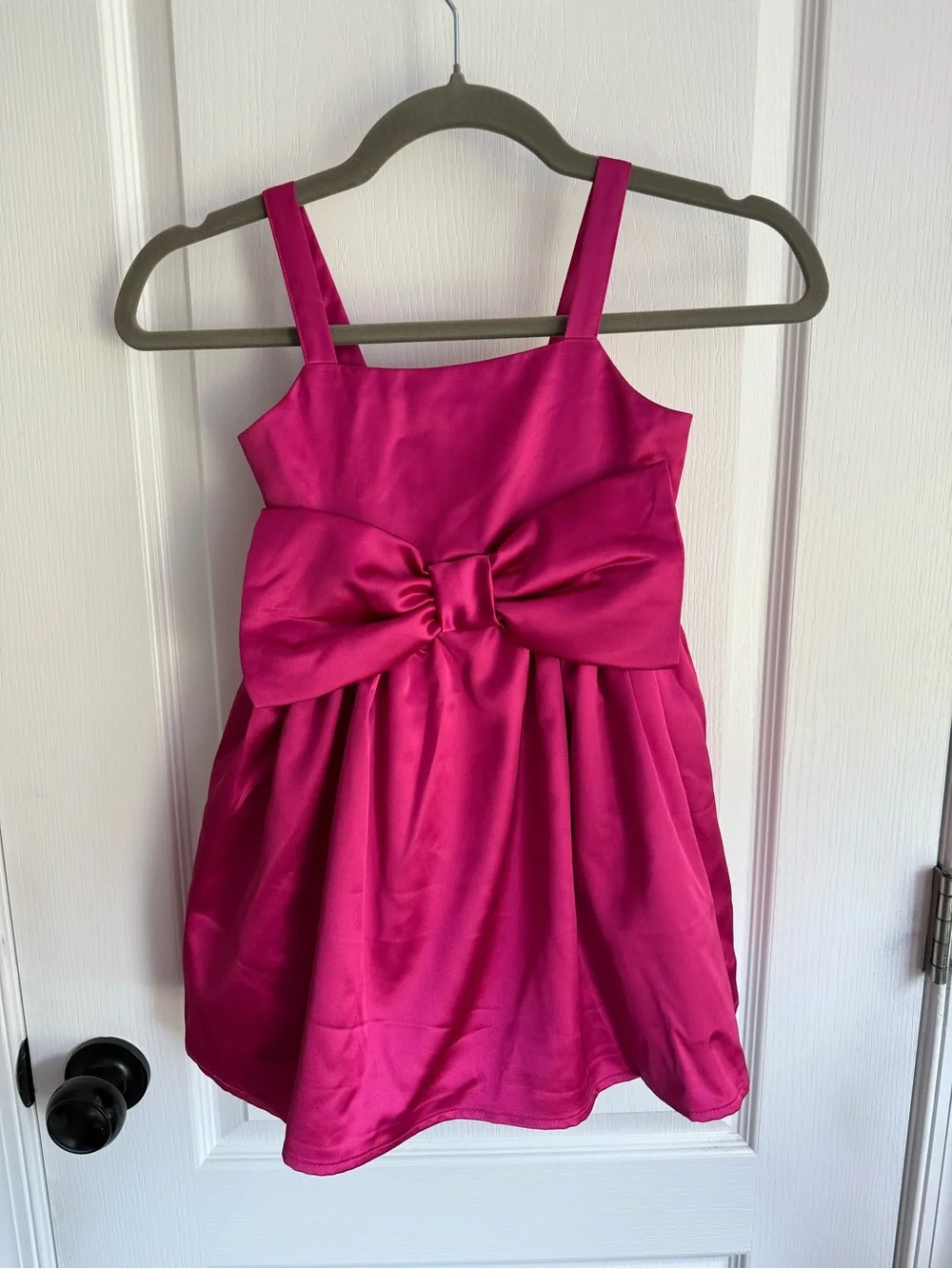 The Children's Place Hot Pink Bow-Front Satin Party Dress